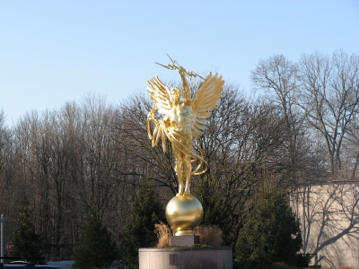 Statue in front of AT&T campus in NJ, look up "AT&T golden boy" for details
