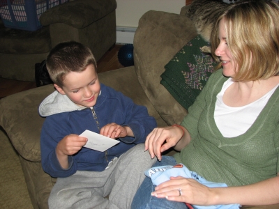 Braydon and Delisa 
Openning Grammie's Card
